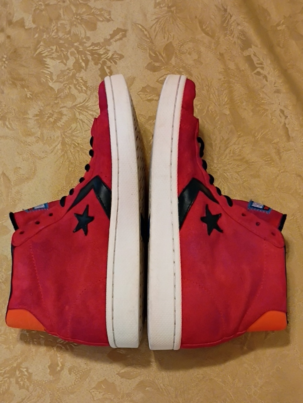 Converse High Top Sneakers in Red & Black Leather Suede Men's 10.0 Women's 11.5 - Picture 8 of 12
